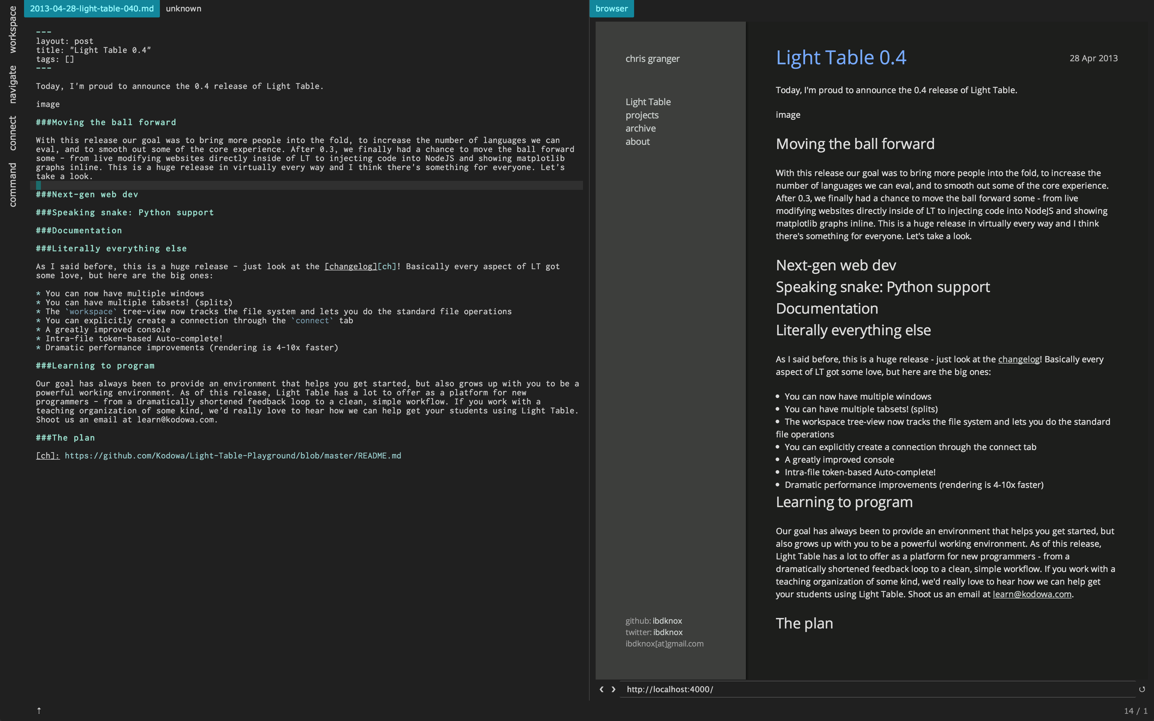 meta Light Table