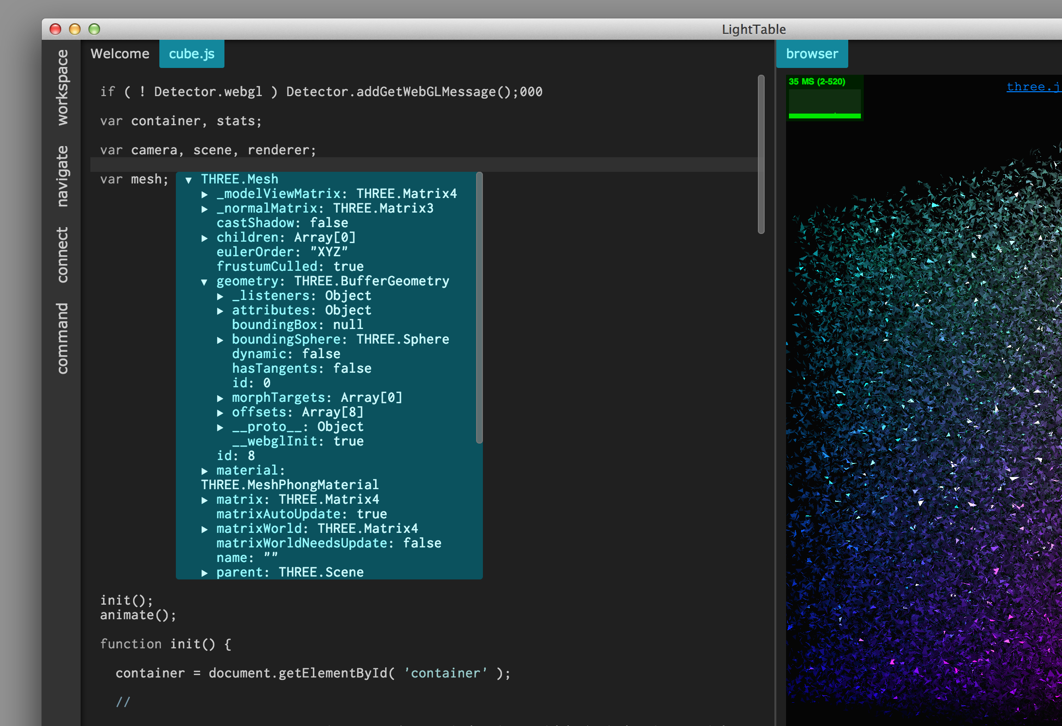 Inline inspectors in Light Table