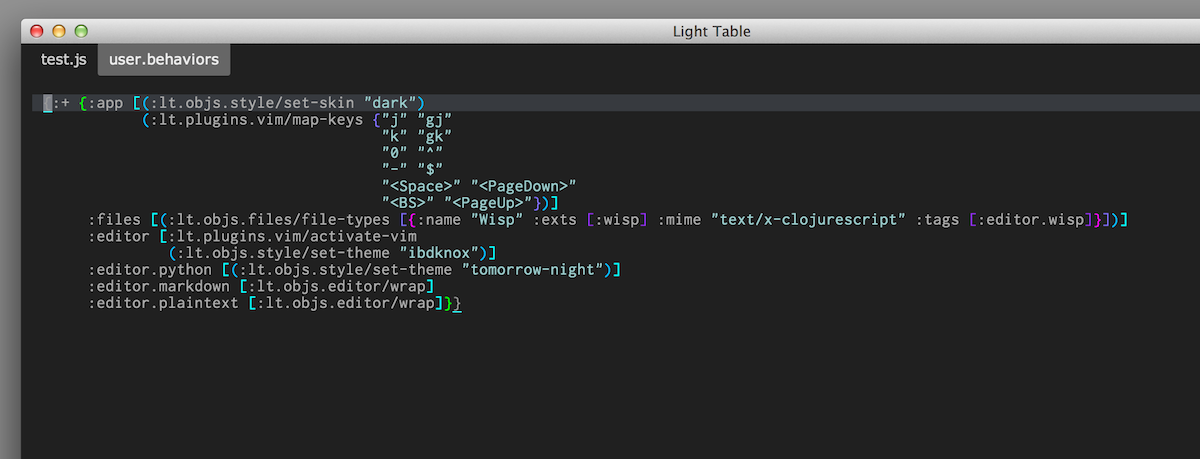 Light Table 0.5.0 - behaviors